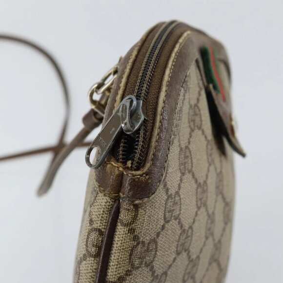 GUCCI GG Supreme Web Sherry Line Bag PVC Beige Gold - Picture 9 of 15